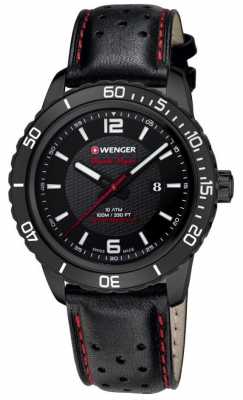Wenger Mens Roadster Black Dial Black Leather Strap 01.0851.123 Wenger Mens Roadster Black Dial Black Leather Strap 01.0851.123