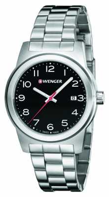 Wenger Mens Black Dial Stainless Steel Strap 01.0441.145 Wenger Mens Black Dial Stainless Steel Strap 01.0441.145