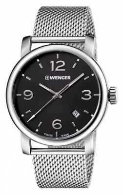 Wenger Mens Black Dial Mesh Strap 01.1041.124 Wenger Mens Black Dial Mesh Strap 01.1041.124
