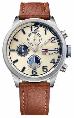 Tommy Hilfiger Mens Brown Leather Strap Cream Dial 1791239 Tommy Hilfiger Mens Brown Leather Strap Cream Dial 1791239