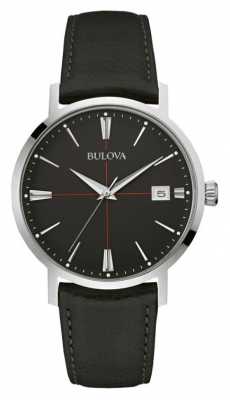 Bulova Mens Black Dial Black Leather Strap 96B243 Bulova Mens Black Dial Black Leather Strap 96B243