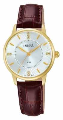 Pulsar Womens Silver Pattern Dial Brown Strap PH8182X1 Pulsar Womens Silver Pattern Dial Brown Strap PH8182X1