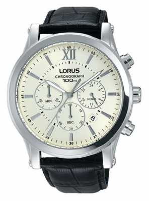 Lorus Mens Black Leather Strap Cream Dial RT347FX9 Lorus Mens Black Leather Strap Cream Dial RT347FX9