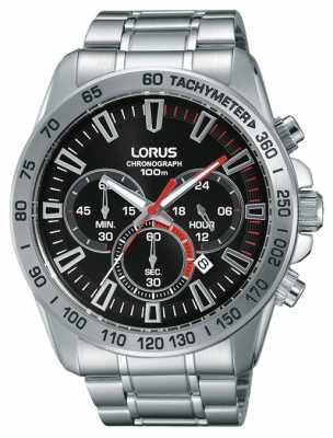Lorus Mens Stainless Steel Strap Black Dial RT321FX9 Lorus Mens Stainless Steel Strap Black Dial RT321FX9