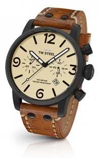 TW Steel Mens Brown Leather Strap Cream Chronograph TWMS43 TW Steel Mens Brown Leather Strap Cream Chronograph TWMS43