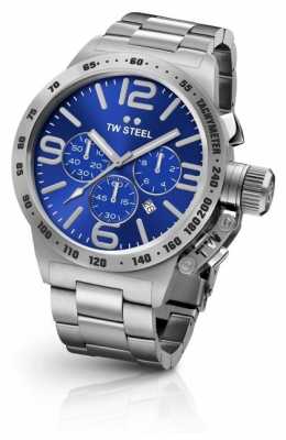 TW Steel Mens Canteen Silver Strap Blue Chronograph CB13 TW Steel Mens Canteen Silver Strap Blue Chronograph CB13