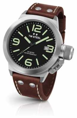 TW Steel Mens Black Dial Brown Leather Strap CS22 TW Steel Mens Black Dial Brown Leather Strap CS22