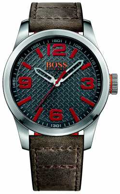 Hugo Boss Orange Mens Paris Brown Leather Strap Grey Dial 1513351 Hugo Boss Orange Mens Paris Brown Leather Strap Grey Dial 1513351
