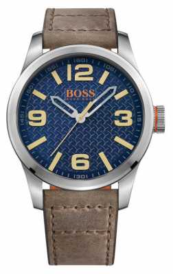 Hugo Boss Orange Mens Paris Brown Leather Strap Blue Dial 1513352 Hugo Boss Orange Mens Paris Brown Leather Strap Blue Dial 1513352