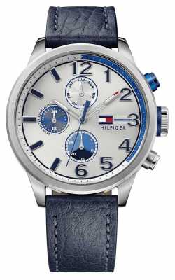 Tommy Hilfiger Mens Jackson Blue Leather Strap Silver Dial 1791240 Tommy Hilfiger Mens Jackson Blue Leather Strap Silver Dial 1791240