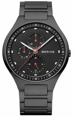 Bering Mens Black Ion Plated Black Dial Red Accents 11741-772 Bering Mens Black Ion Plated Black Dial Red Accents 11741-772