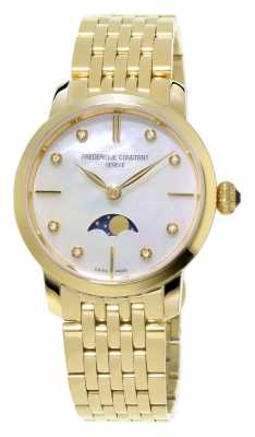 Frederique Constant Slimline Moonphase Womens Diamond Set Yellow Gold Plated FC-206MPWD1S5B Frederique Constant Slimline Moonphase Womens Diamond Set Yellow Gold Plated FC-206MPWD1S5B
