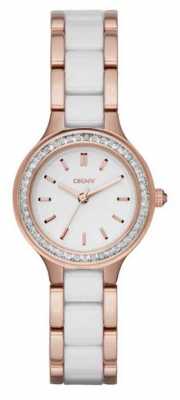 DKNY Chambers White Ceramic And Rose Gold NY2496 DKNY Chambers White Ceramic And Rose Gold NY2496