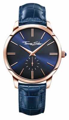 Thomas Sabo Mens Blue Leather Strap Blue Dial WA0212-270-209-42 Thomas Sabo Mens Blue Leather Strap Blue Dial WA0212-270-209-42