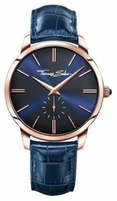 Thomas Sabo Mens Blue Leather Strap Blue Dial WA0212-270-209-42 Thomas Sabo Mens Blue Leather Strap Blue Dial WA0212-270-209-42