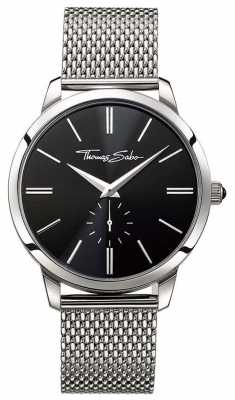 Thomas Sabo Mens Black Dial Stainless Steel Strap WA0152-201-203-42 Thomas Sabo Mens Black Dial Stainless Steel Strap WA0152-201-203-42