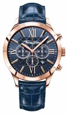 Thomas Sabo Mens Blue Leather Strap Blue Dial WA0211-270-209-43 Thomas Sabo Mens Blue Leather Strap Blue Dial WA0211-270-209-43