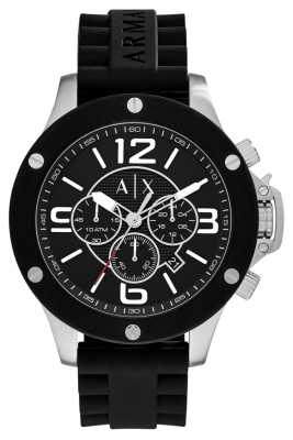 Armani Exchange Mens Urban Silicone Strap Chronograph Black Dial AX1522 Armani Exchange Mens Urban Silicone Strap Chronograph Black Dial AX1522