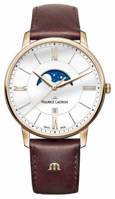 Maurice Lacroix Mens Eliros Moonphase Brown Leather Strap EL1108-PVP01-112-1 Maurice Lacroix Mens Eliros Moonphase Brown Leather Strap EL1108-PVP01-112-1