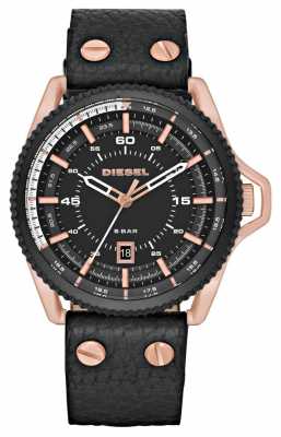 Diesel Mens Black Leather Strap Round Black Dial DZ1754 Diesel Mens Black Leather Strap Round Black Dial DZ1754