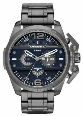 Diesel Mens Black Plated Steel Strap Dark Blue Dial DZ4398 Diesel Mens Black Plated Steel Strap Dark Blue Dial DZ4398