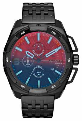 Diesel Black Plated Steel Bracelet Red Blue Dial DZ4395 Diesel Black Plated Steel Bracelet Red Blue Dial DZ4395