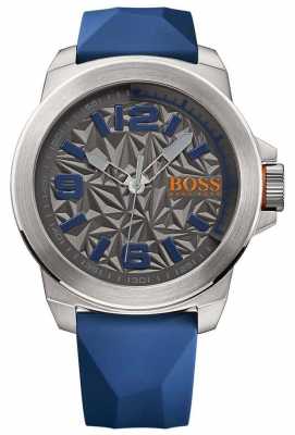 Hugo Boss Orange Mens Blue Rubber Strap Grey Pattern Dial 1513355 Hugo Boss Orange Mens Blue Rubber Strap Grey Pattern Dial 1513355