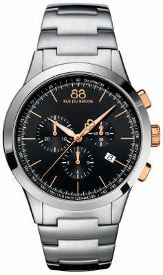 88 Rue du Rhone Mens Round Black Dial Steel Strap 87WA154303 88 Rue du Rhone Mens Round Black Dial Steel Strap 87WA154303