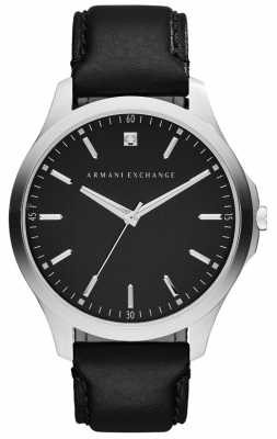 Armani Exchange Mens Black Leather Strap and Black Dial AX2182 Armani Exchange Mens Black Leather Strap and Black Dial AX2182