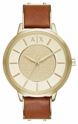 Armani Exchange Womens Gold PVD Plated Brown Leather AX5314 Armani Exchange Womens Gold PVD Plated Brown Leather AX5314
