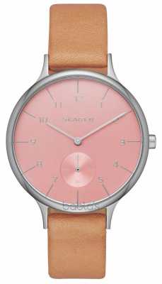 Skagen Womens Anita Brown Leather Strap Pink Dial SKW2406 Skagen Womens Anita Brown Leather Strap Pink Dial SKW2406