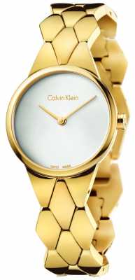 Calvin Klein Womens Snake Gold PVD Bracelet Silver Dial K6E23546 Calvin Klein Womens Snake Gold PVD Bracelet Silver Dial K6E23546