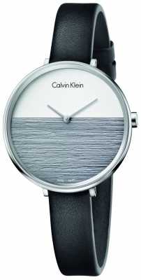 Calvin Klein Womens Rise Black Leather Strap Grey Dial K7A231C3 Calvin Klein Womens Rise Black Leather Strap Grey Dial K7A231C3