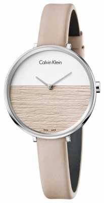 Calvin Klein Womens Rise Beige Leather Strap Beige Dial K7A231XH Calvin Klein Womens Rise Beige Leather Strap Beige Dial K7A231XH