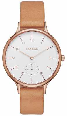 Skagen Womens Anita Brown Leather Strap White Dial SKW2405 Skagen Womens Anita Brown Leather Strap White Dial SKW2405