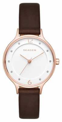 Skagen Womens Anita Brown Leather Strap White Dial SKW2472 Skagen Womens Anita Brown Leather Strap White Dial SKW2472