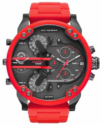 Diesel Mens Daddy 2.0 Red Silicone Stainless Steel DZ7370 Diesel Mens Daddy 2.0 Red Silicone Stainless Steel DZ7370