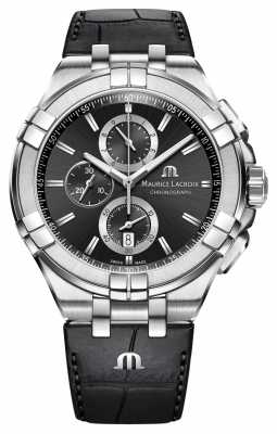 Maurice Lacroix Mens Aikon Chronograph Black Leather Strap Black Dial AI1018-SS001-330-1 Maurice Lacroix Mens Aikon Chronograph Black Leather Strap Black Dial AI1018-SS001-330-1