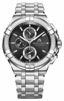 Maurice Lacroix Mens Aikon Chronograph Stainless Steel Bracelet Black Dial AI1018-SS002-330-1 Maurice Lacroix Mens Aikon Chronograph Stainless Steel Bracelet Black Dial AI1018-SS002-330-1