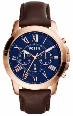 Fossil Mens Navy Chronograph Dial Brown Leather Strap FS5068 Fossil Mens Navy Chronograph Dial Brown Leather Strap FS5068