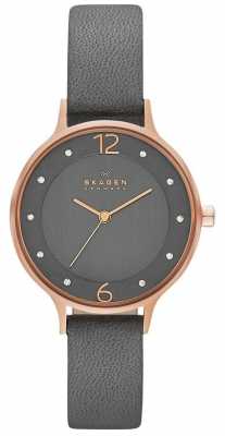 Skagen Womans Grey Dial Rose Gold Case Grey Leather Strap SKW2267 Skagen Womans Grey Dial Rose Gold Case Grey Leather Strap SKW2267