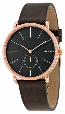 Skagen Mens Black Dial Rose Gold Case Brown Leather Strap SKW6213 Skagen Mens Black Dial Rose Gold Case Brown Leather Strap SKW6213