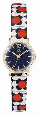 Orla Kiely Womans Gold Plated Case Patterned Strap OK4040 Orla Kiely Womans Gold Plated Case Patterned Strap OK4040