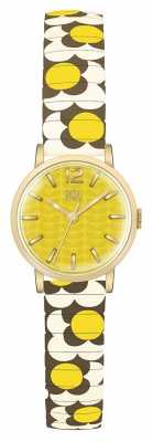 Orla Kiely Womans Yellow Gold Plated Dial Patterned Strap OK4044 Orla Kiely Womans Yellow Gold Plated Dial Patterned Strap OK4044