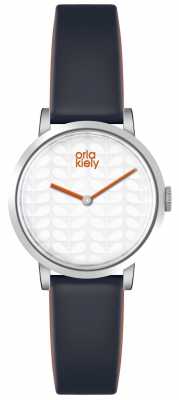 Orla Kiely Womans White Dial Dark Grey Leather Strap OK2049 Orla Kiely Womans White Dial Dark Grey Leather Strap OK2049