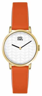 Orla Kiely Womans Cream Dial Orange Leather Strap OK2114 Orla Kiely Womans Cream Dial Orange Leather Strap OK2114