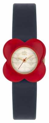 Orla Kiely Womans Red Poppy Case Navy Leather Strap OK2062 Orla Kiely Womans Red Poppy Case Navy Leather Strap OK2062
