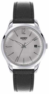 Henry London Mens Silver Dial Black Leather Strap HL39-S-0075 Henry London Mens Silver Dial Black Leather Strap HL39-S-0075