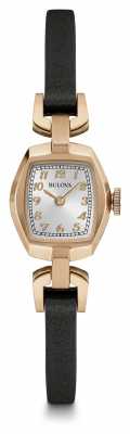 Bulova Womans Square Silver Dial Black Leather Strap 97L154 Bulova Womans Square Silver Dial Black Leather Strap 97L154