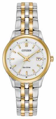 Citizen Womens Two Tone Stainless Steel Bracelet White Dial EW2404-57A Citizen Womens Two Tone Stainless Steel Bracelet White Dial EW2404-57A